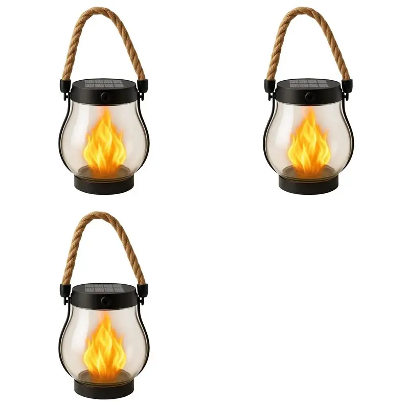 AB33-3Pack Solar Lantern Outdoor Lights, Waterproof Dancing Flame Solar Lanterns Outdoor Light, Solars Lantern (1 Pcs)