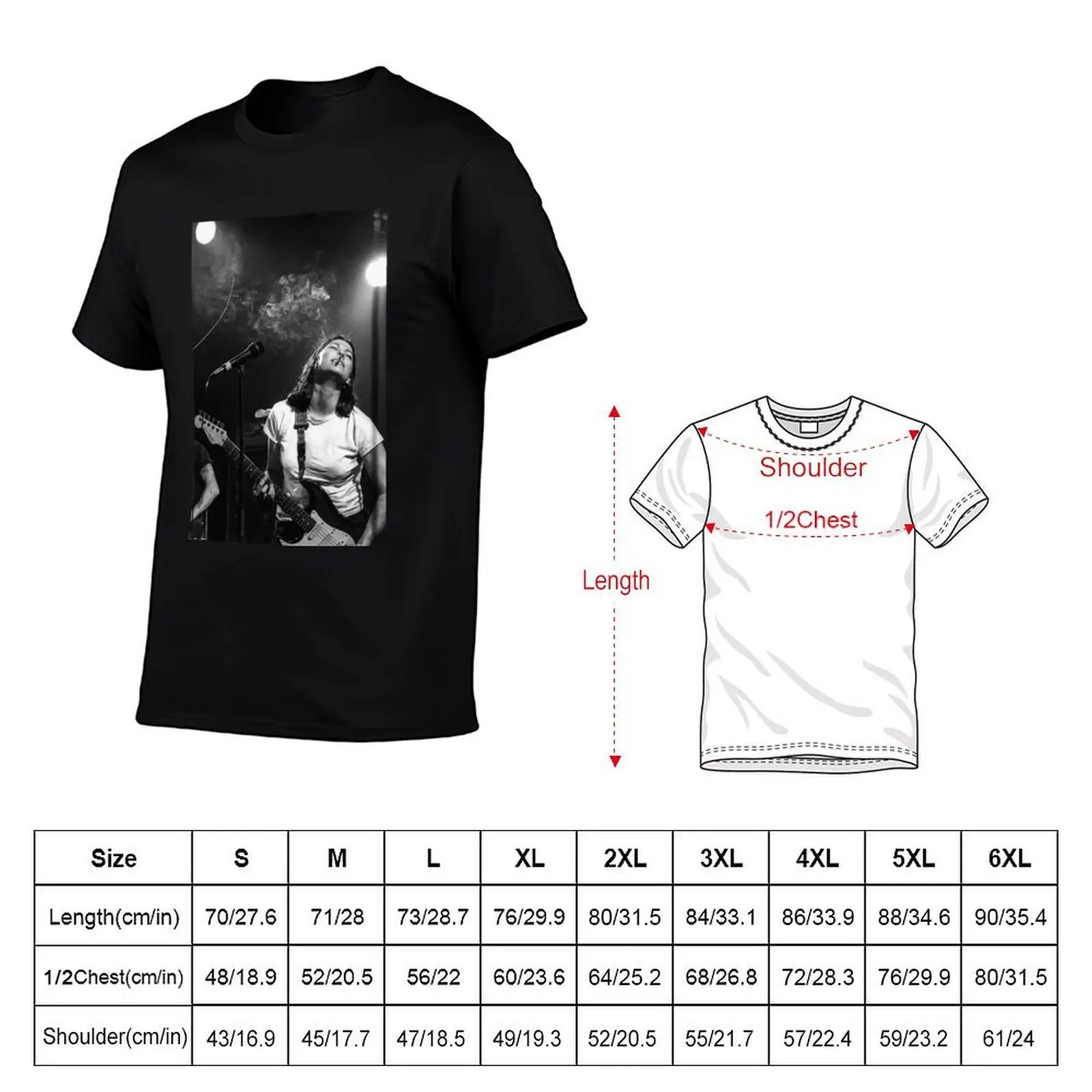 Kim Deal playing Guitar T-Shirt Work Wear Short Sleeve T-Shirt