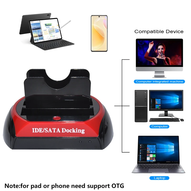 USB do 2.5/3.5 "SATA IDE dysk twardy HDD SSD czytnik stacja dokująca podwójne wnęki zewnętrzna obudowa dysku obudowa hd externo — zdjęcie produktu 4