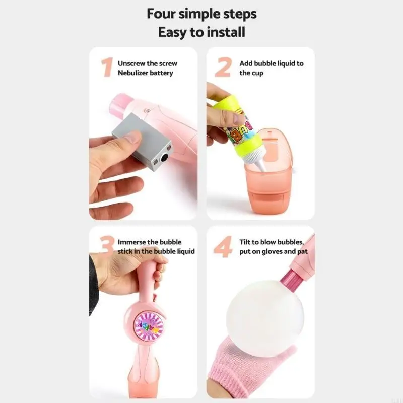 Đũa bong bóng điện tự động cho trẻ Tạo bong bóng kỳ diệu bằng cách nhấn đơn giản Đồ chơi thổi bong bóng ABS cho ngoài trời