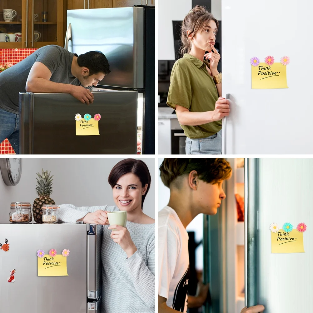 

12pcs Daisy Refrigerator Magnets Fridge Magnetic Sticker Whiteboard Kitchen Resin Flower Metal Surface Office Board Child Gift