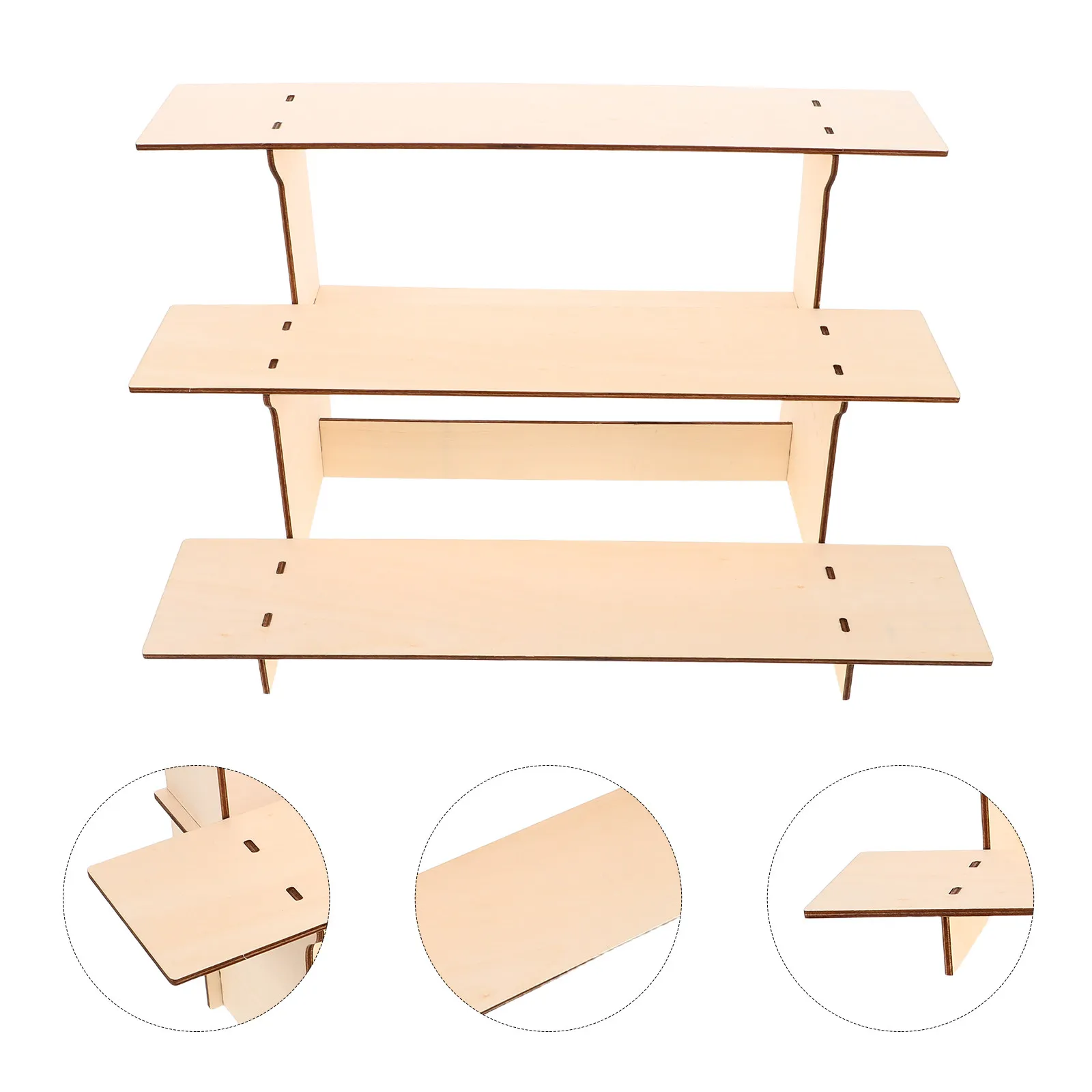 

3-Tier Wooden Jewelry Display Stand Natural Wood Finish for Earrings Necklaces Bracelets Retail Tabletop Countertop Craft Show