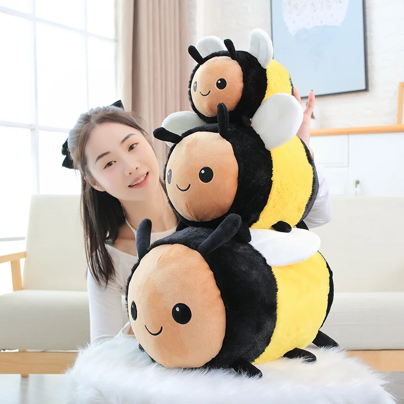 Cute Bee Ladybug Shaped Plush Toy  Stuffed Doll Sleeping Cylindrical Doll Pillow Sofa Decor Birthday Gift for Kids Home Ornament