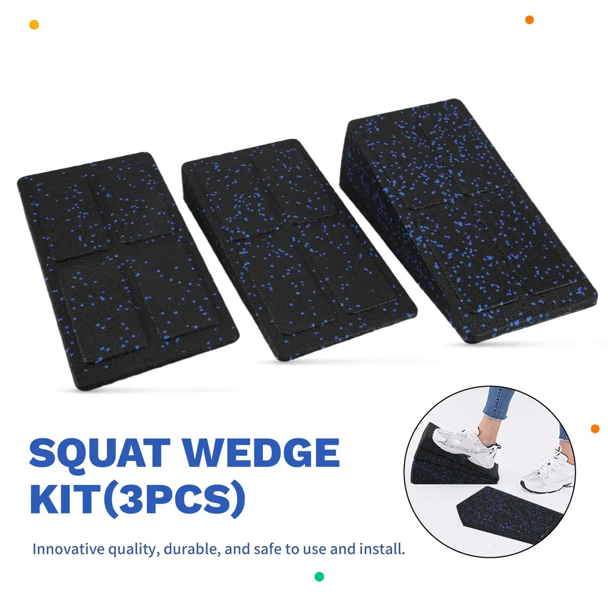 IN-A483U!3pc Leg Stretcher Foot Squat Wedge Foam Slant Board for Squats Calf Raise Block Yoga Wedge Equipment