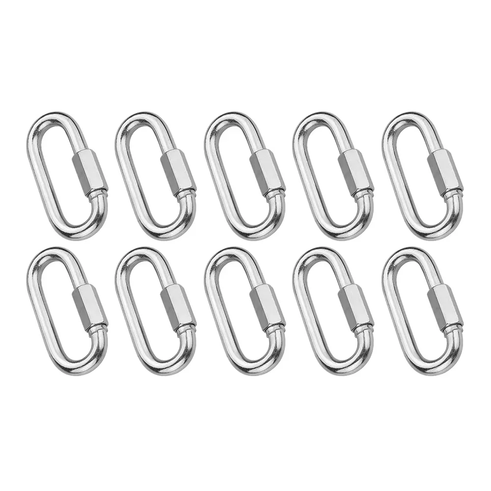 

10Pcs Multifunctional 304 Stainless Steel M4 Carabiner Quick Oval Screwlock Link Lock Ring Hook