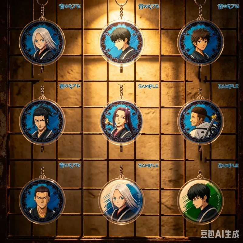 Llaveros de acrílico de 6 cm de Anime Los Lobos Azules de Mibu Erwin (Kamo Serizawa/Soji Okita), modelo de placa, exquisito paquete de regalo para fans.