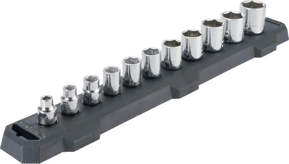 

11 Piece 3/8" Drive SAE Socket Set, 6 Pt, Full Polish Chrome Finish, Large Markings, Corrosion Resistant