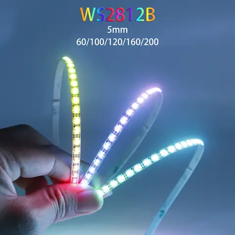 5mm Ultra-Narrow WS2812B 2020SMD RGBIC LED Strip Light WS2812 60/100/120/160/200Leds/m Individually Addressable IC Tape DC5V