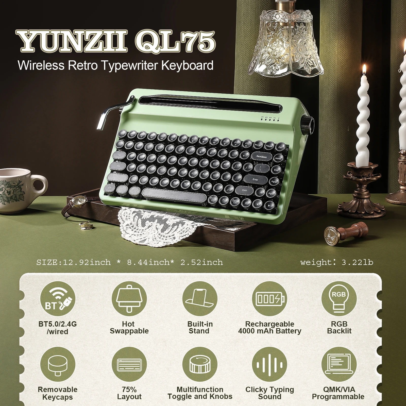 YUNZII QL75 Tastiera meccanica - Retro Gaming Mac recensione e prezzo