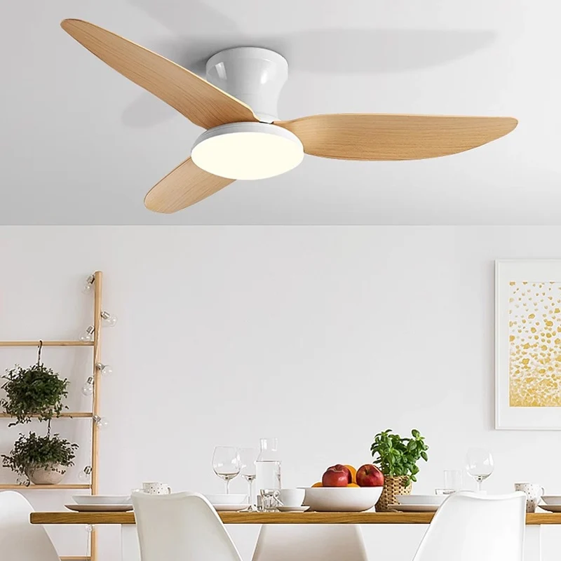 Nordic Ceiling Fan with Light ABS Blade Led Ceiling Fan DC motor Ventillator Lamp Simple Bedroom Dining room Children's room