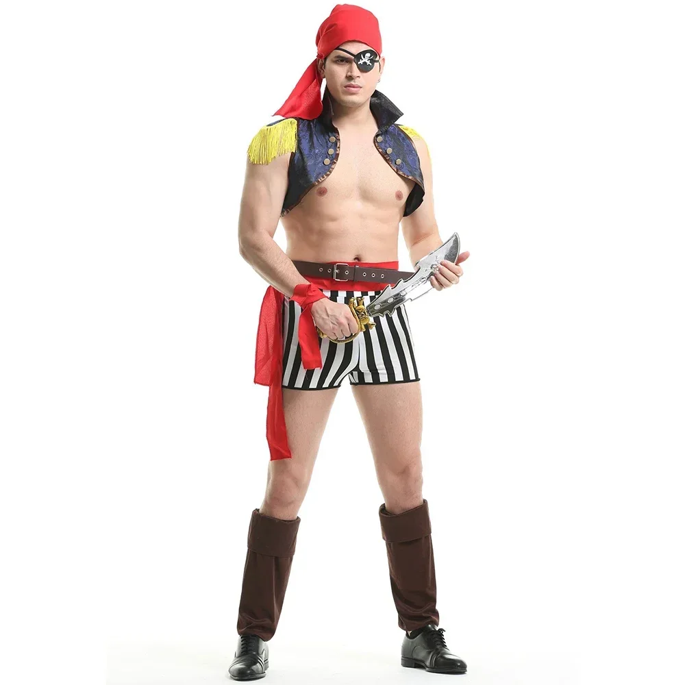 

Adult Men Pirates of the Caribbean Costume Men Halloween Game Role Pirate Cosplay Outfits Party Sexy Fancy Dress Uniform