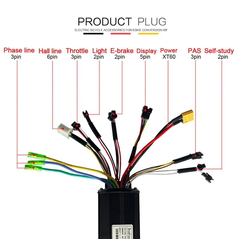 E-Bike Controller 24V36V48V-30A Sinewave Squarewave Controller For 36V750W 1000W 48V750W 1000W Brushless Motors