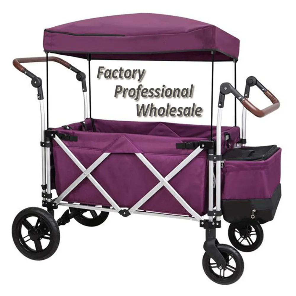 Kidss Outdoor Sports Cart Folding Canopy With Sunshade Kids Trolley Beach Park Camping Shopping Wagon Stroller