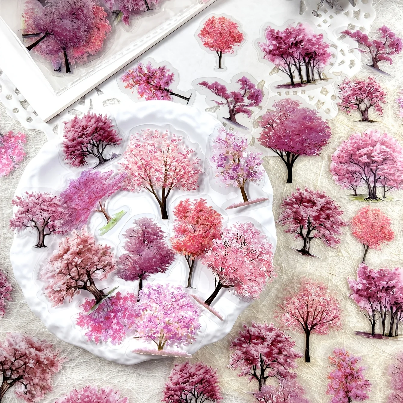 JIANQI 40 قطعة/الحزمة العديد من مواد الأشجار ملصقات أربعة الموسم ديكور DIY بها بنفسك حساب اليد مذكرات سكرابوكينغ ألبوم ملصقات الحرفية