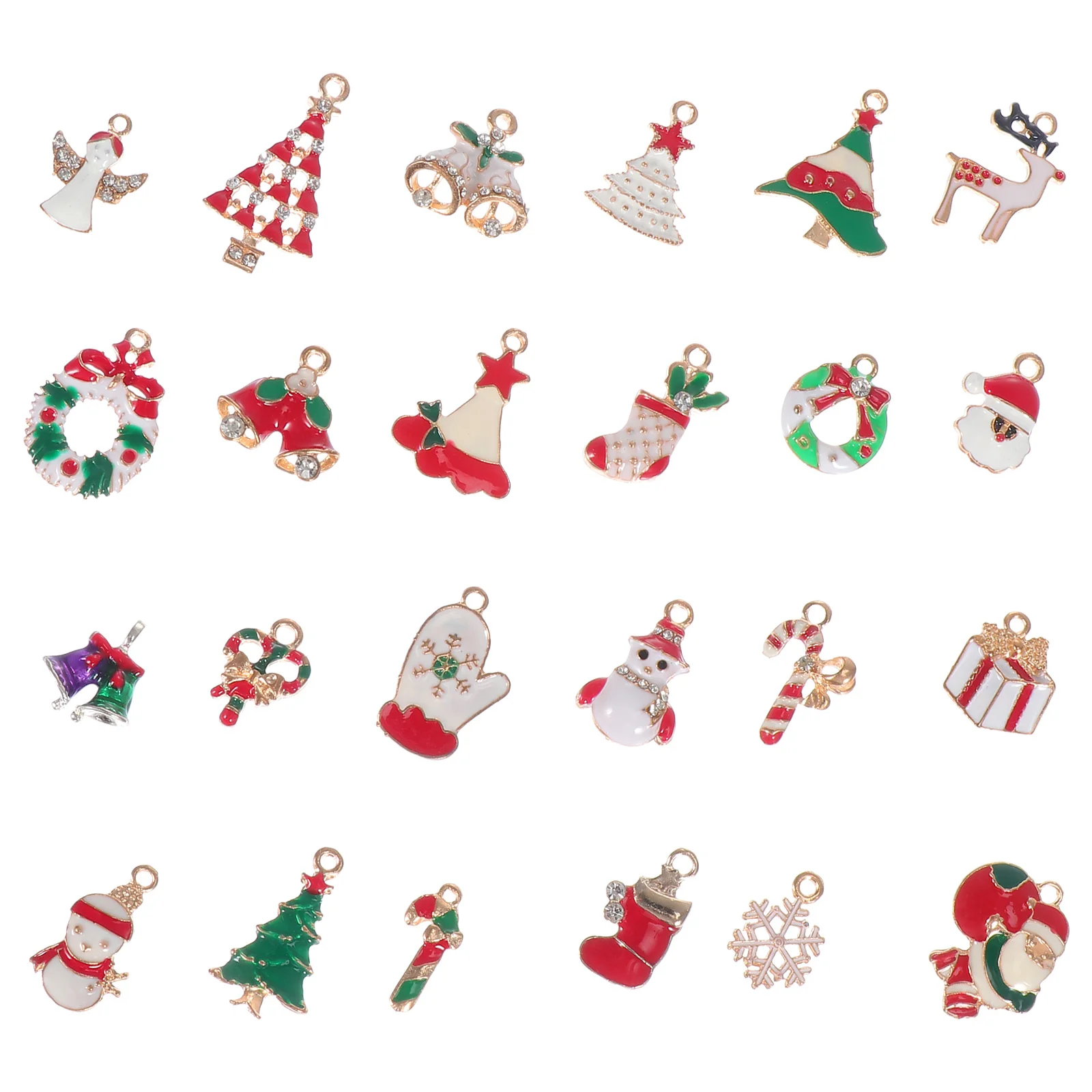 

24Pcs Christmas DIY Pendants Alloy Charms Decorative Accessories for Necklace Bracelet Keychain Jewelry Making