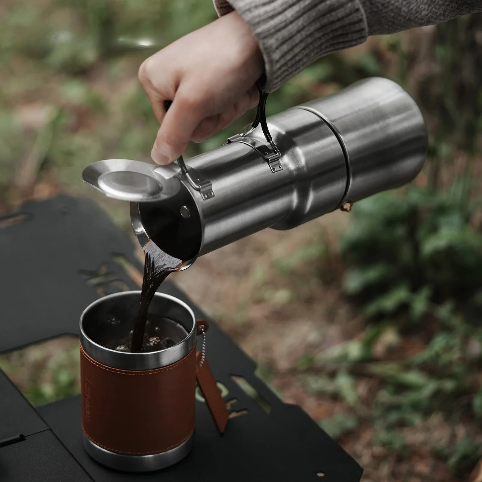 Outdoors Moka Stovetop 350ML Espresso Coffee Pot Stainless Steel Portable Coffee Maker for Camping/Travel