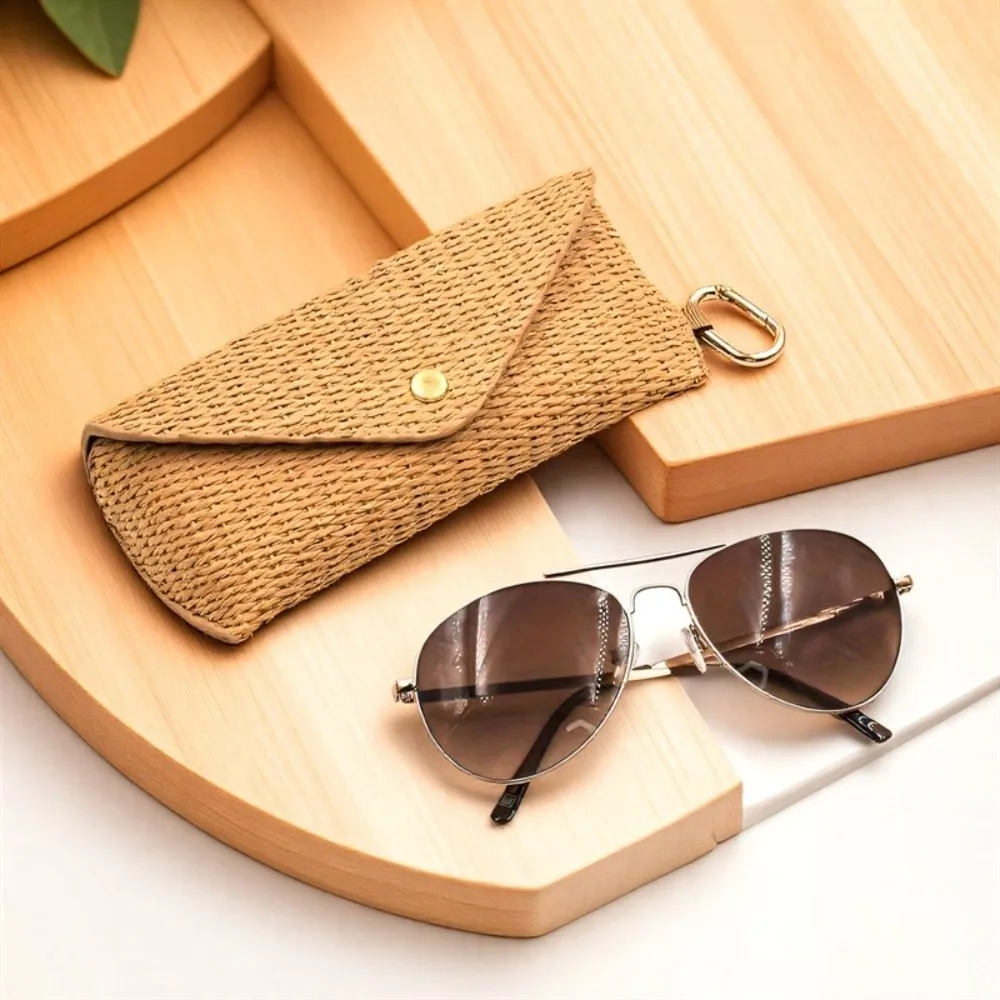 

Woven Straw Eyeglass Case Soft Protective Bohemian Style Glasses Pouch Pressure Resistant Lightweight Glasses Box Travel Outdoor