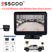 ESSGOO 4.3 Inch LCD Monitor 12V with Wireless Rear View Camera Universal for Cars and Trucks 120 ° Wide Angle IP67 Waterproof