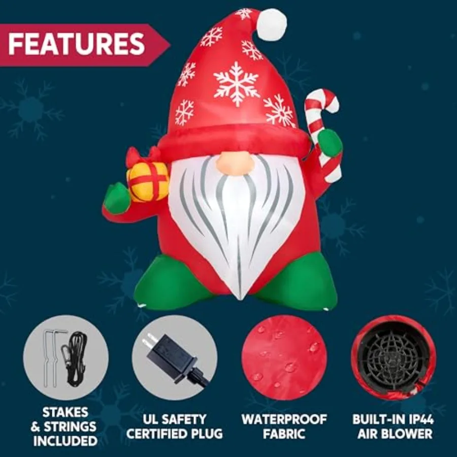 6 أقدام طويلة عيد الميلاد المطاطية الديكور في الهواء الطلق تفجير جنوم مع هدية قصب الحلوى عيد الميلاد ساحة المطاطية جنوم في الهواء الطلق #5