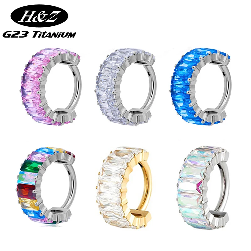 

1PC G23 Titanium Piercing Conch Cartilage Earrings Hoop Quality CZ Clicker Nose Rings Septum Helix Lobe Tragus Piercing Jewelry