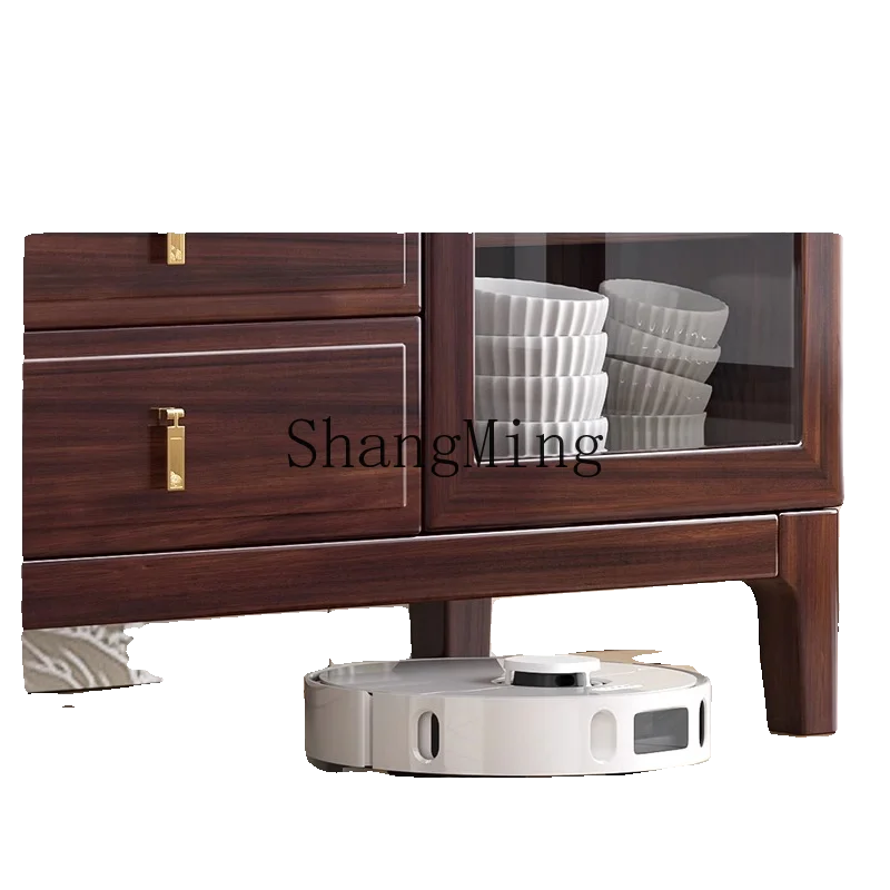 خزانة جانبية لتناول الطعام من الخشب الصلب على الطراز الصيني الجديد من HJ، بهو بسيط على الحائط، خزانة مدخل للتخزين الراقية