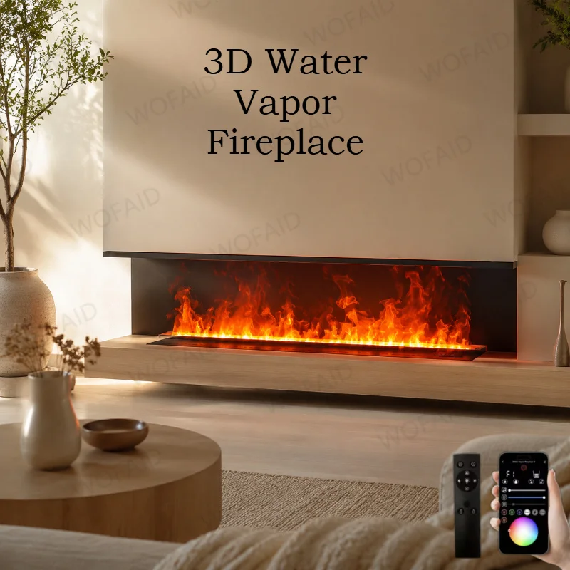 Advanced water vapor technology creates a realistic flame illusion, bringing a cozy and modern atmosphere without real fire risk