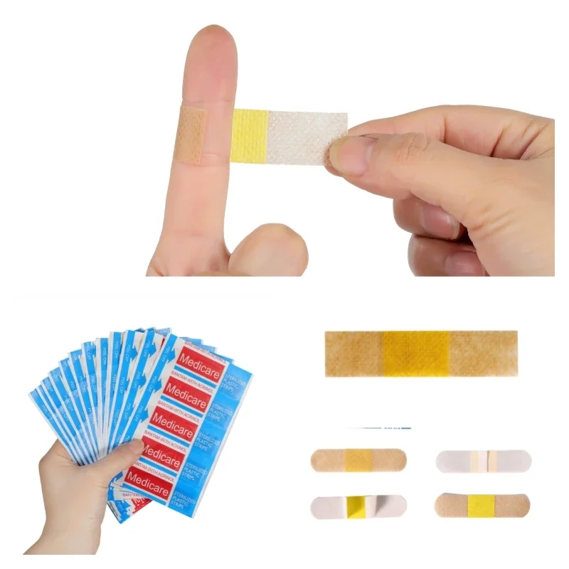 

100pcs Waterproof Bandaids Non-woven Emergency Bandage Self Adhesive Bandage for Kids Adult Hemostatic Paste Safety Protection