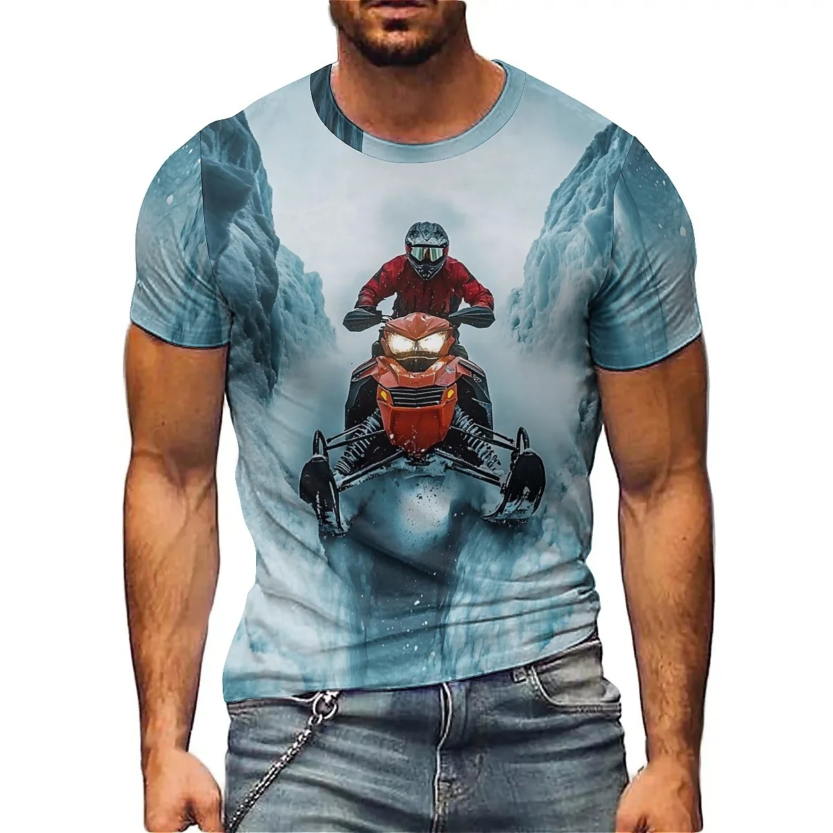 

Men's American Style 3D Printed Short-Sleeve T-Shirt - Adult Summer Style, Smooth Fabric