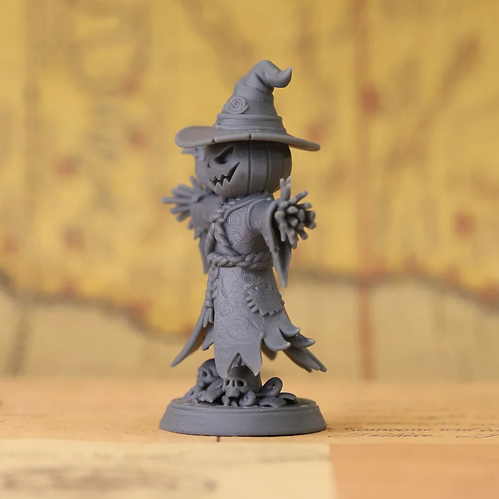 Pumpkin Scarecrow Wizard Miniature Unpainted Resin Model, DND Tabletop RPG Wargame Halloween Fantasy Figure