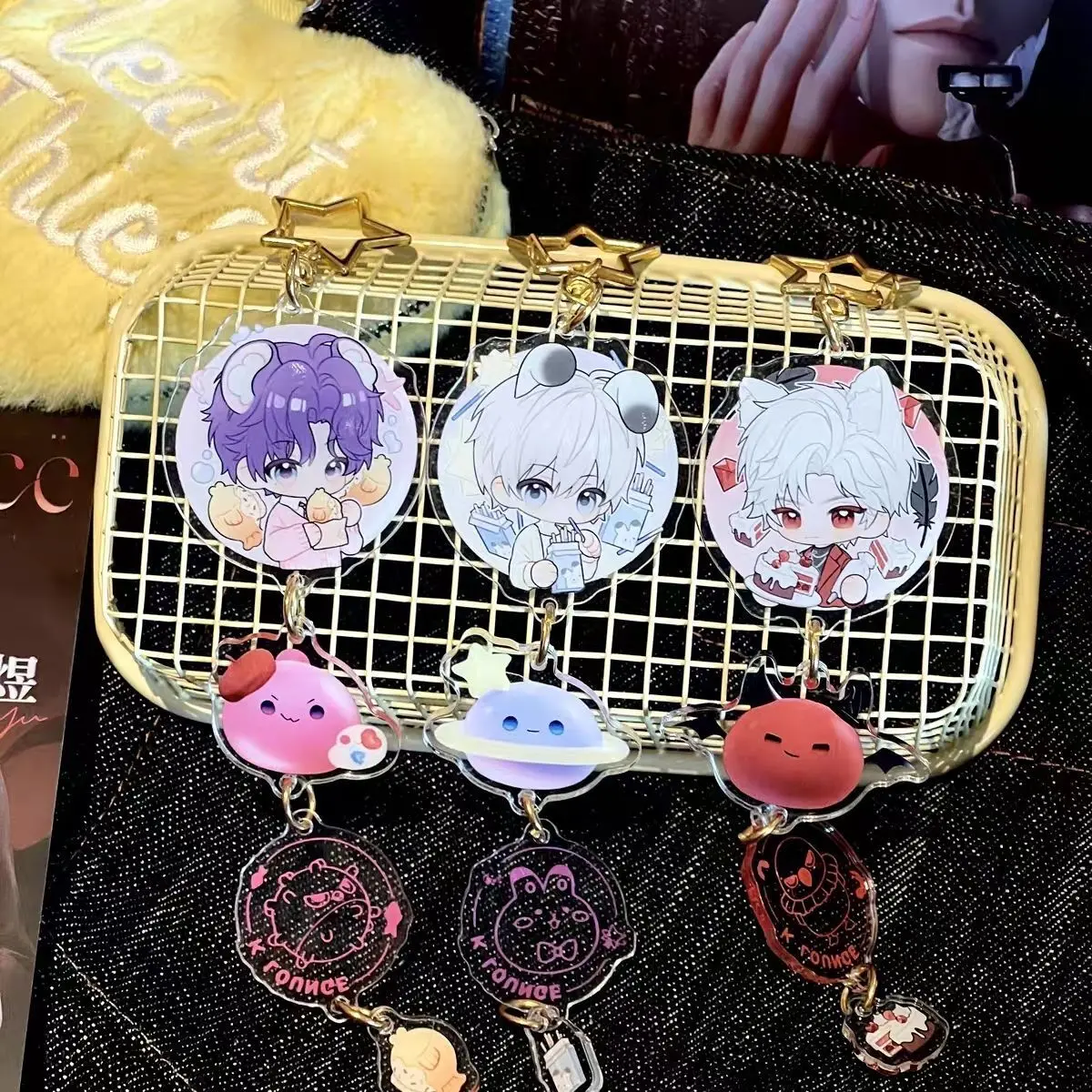 Game Love and Deepspace Keychain Xavier Zayne Rafayel Sylus Cosplay Cartoon Figure Acrylic Keychains Bag Pendant Accessories