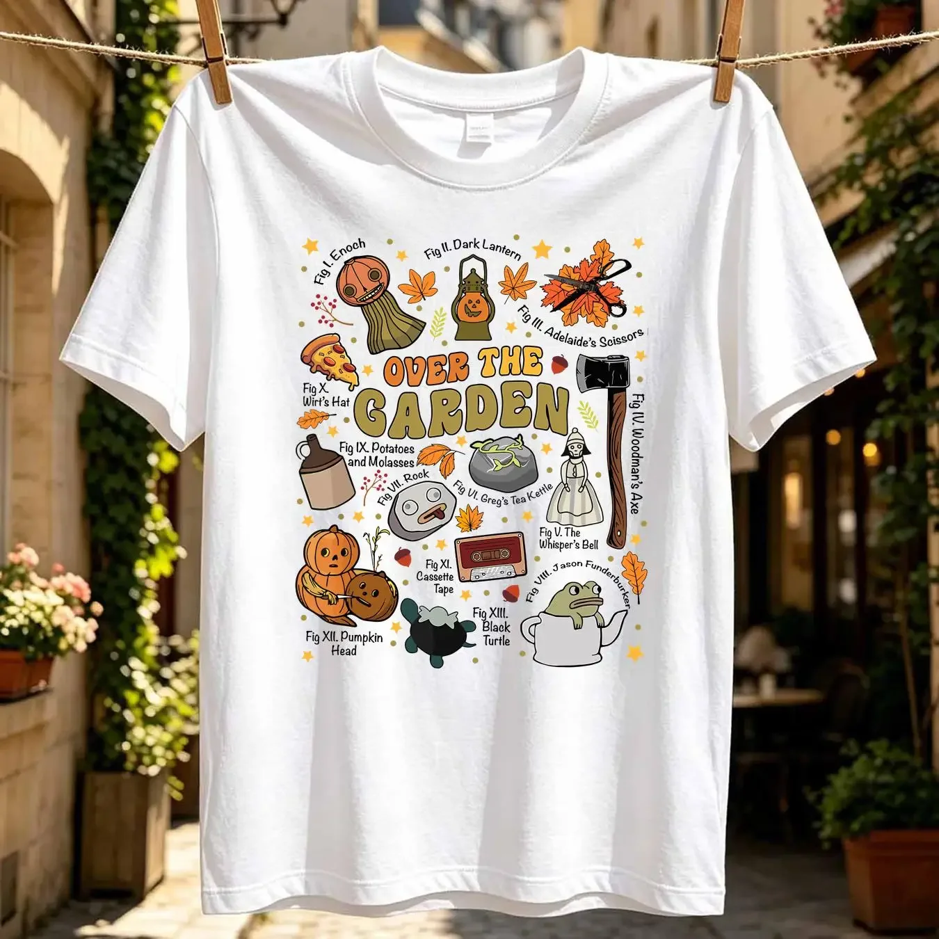 washed T Shirt Over The Halloween Garden Wall Pumpkin Fall Thanksgiving vintage Washed Stretched graphic Comfortable fashion