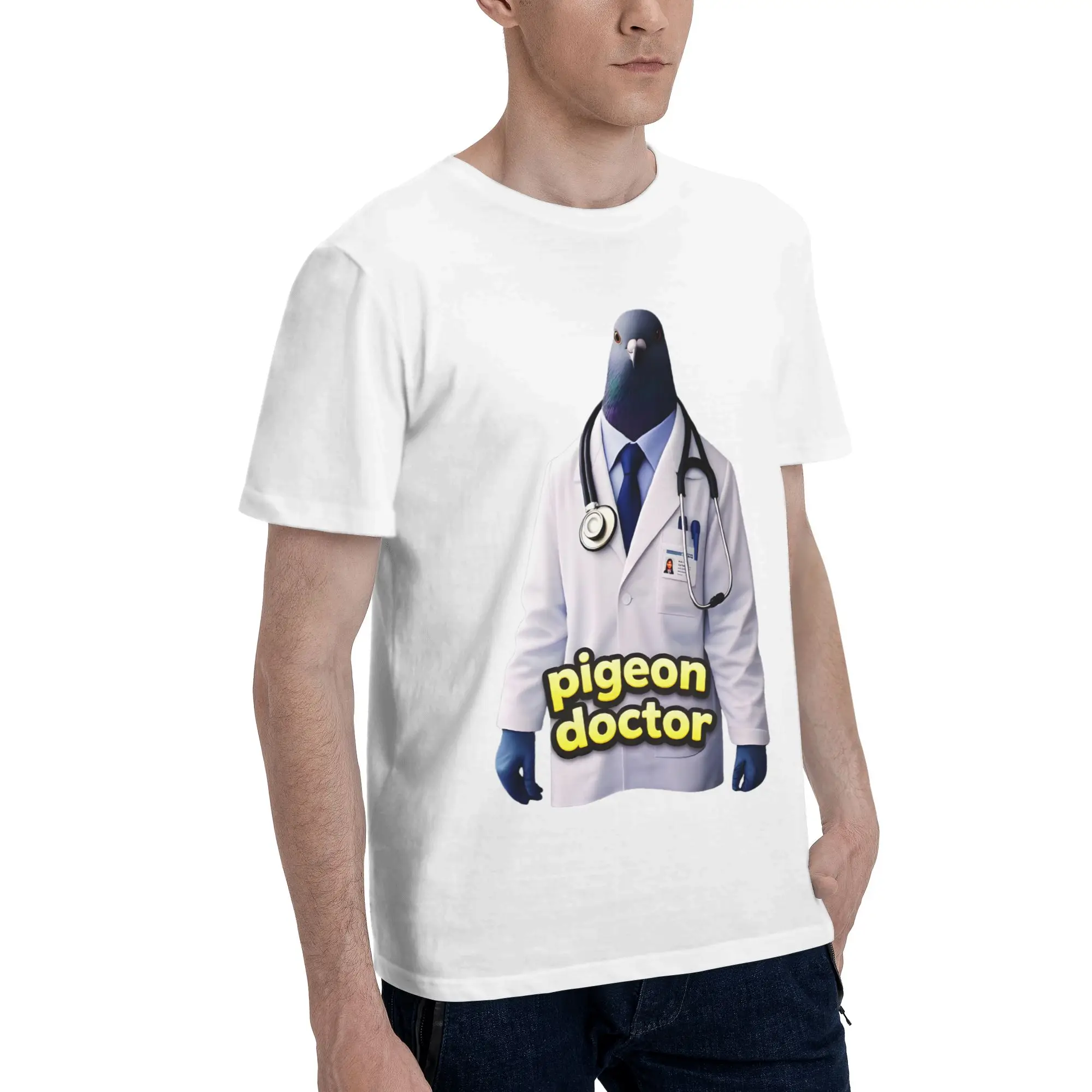 Pigeon Doctor Meme Men's T Shirts Pigeon Doctor Meme  Funny Tee Shirt Short Sleeve Round Collar 100% Cotton Gift Clothes T-Shirt