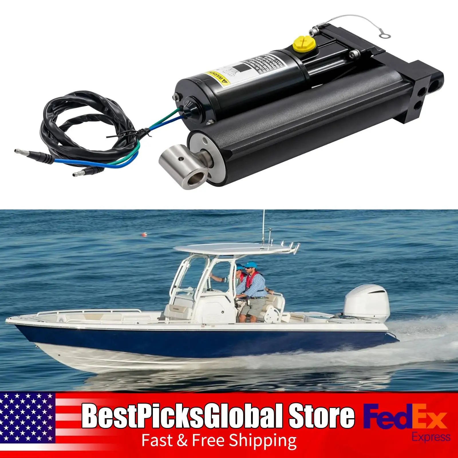 

500W Electric Outboard Tilt Trim, Power Tilt Trim for Mercury 4-Stroke 75-115HP F65/F75/F80/F90/F100/F115, 12V