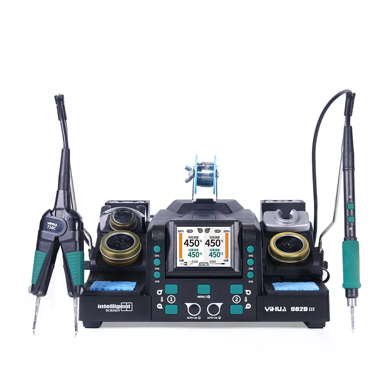 

982D-III Digital Soldering Station with Tilt Display & Memory Presets for SMD Components Repair