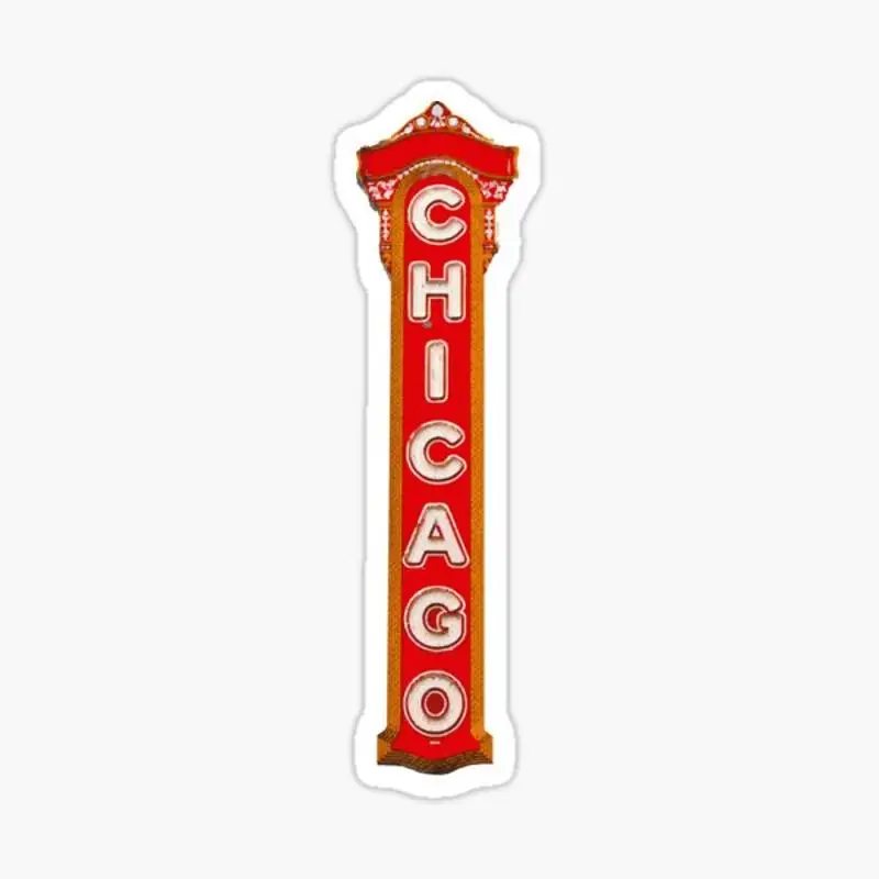 Chicago Theater Sign stiker untuk Laptop dekorasi kamar tidur mobil lucu kartun seni modis koper publik