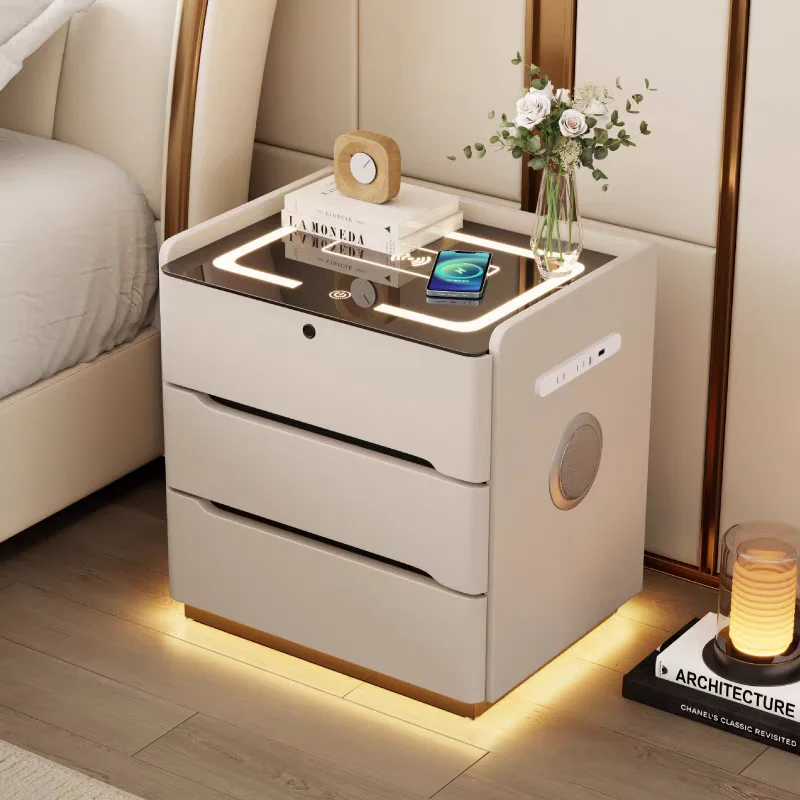 

Lamp Minimalist Nightstand Glass Storage Bedroom Nordic Nightstand Unique Drawers Mesitas De Noche Living Room Furniture