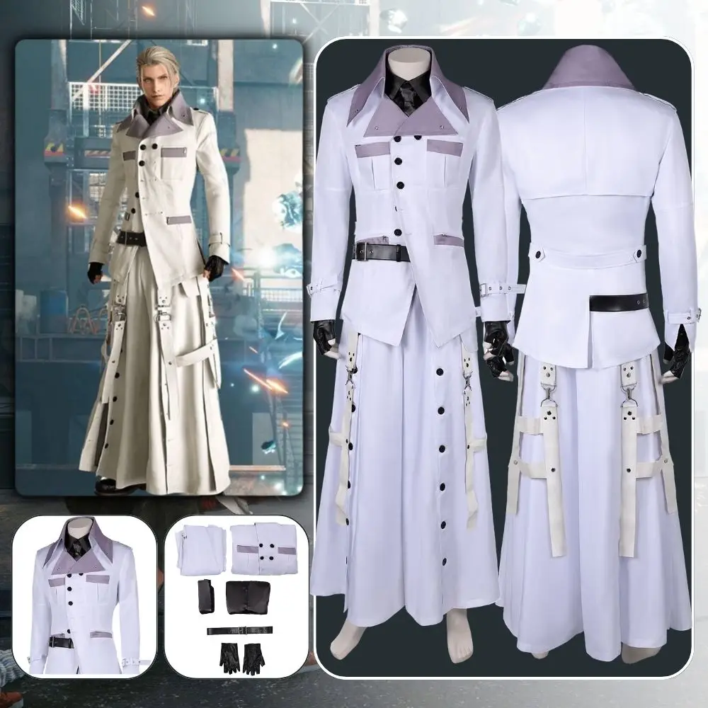 Final Fantasy 7 Rufus Cosplay Fantasia Costume Disguise for Adult Men Party Clothes Jacket Pants Outfits Halloween Carnival Suit