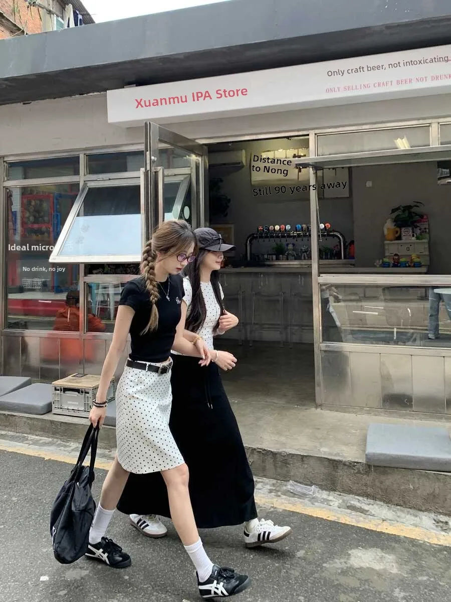 

Белая юбка трапециевидной формы в горошек с высокой талией, женская юбка больших размеров для похудения, колледж, весеннее волокно из полиэфирного волокна