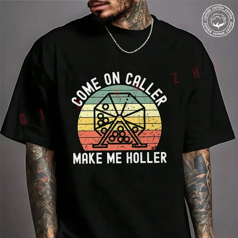 

New Motorbike Cotton T-Shirt Bingo Caller Retro Design Motorcycle Tshirt Adventure Casual Summer Short Sleeve Round Neck Tee