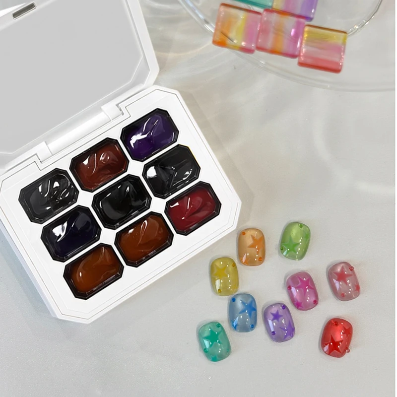 9-Color Candy/Jelly-Tone Solid Gel Nail Polish – Perfect for DIY Nail Art and Salon Use; Suitable for Beginners and Professional