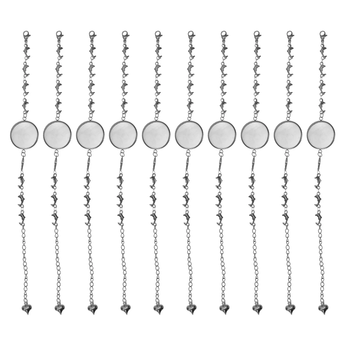 10Pcs 20mm Silver Stainless Steel DIY Bracelet Kit Wrist Pendant Elegant Dolphin Design Gift for Her Jewelry Bracelet Kit