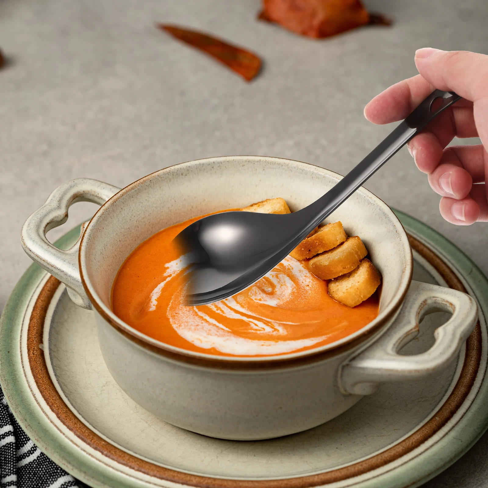 

Stainless Steel Exquisite Soup Spoon Spoon 304 Practical Kitchen Long H Soup Dessert Spoons Reusable Easy Clean