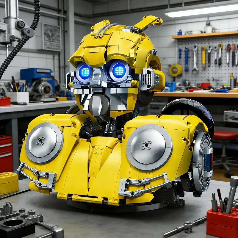 

Steel Bumblebee Bust Building Block Mecha Skull Marcus Model MOC Assembled 3D Figure Mini Bricks Toy For Collection Gift