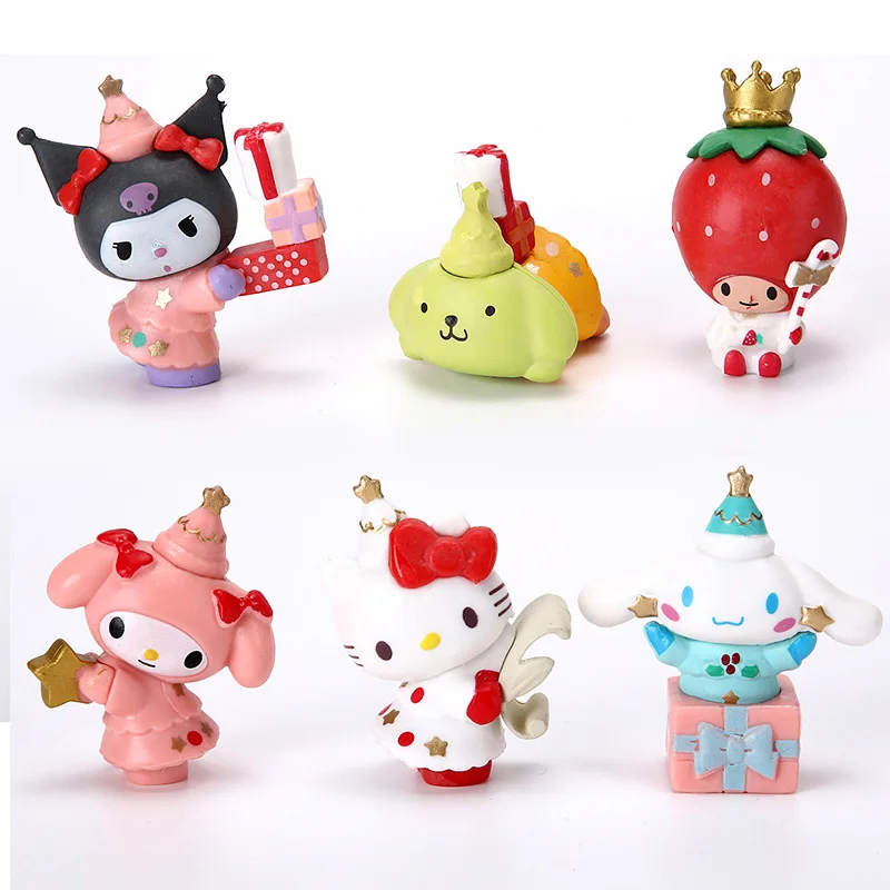 

6pcs Christmas Series Anime Figures Set 5cm Kawaii Tabletop Decoration Room Ornament Kids Gifts for Girl