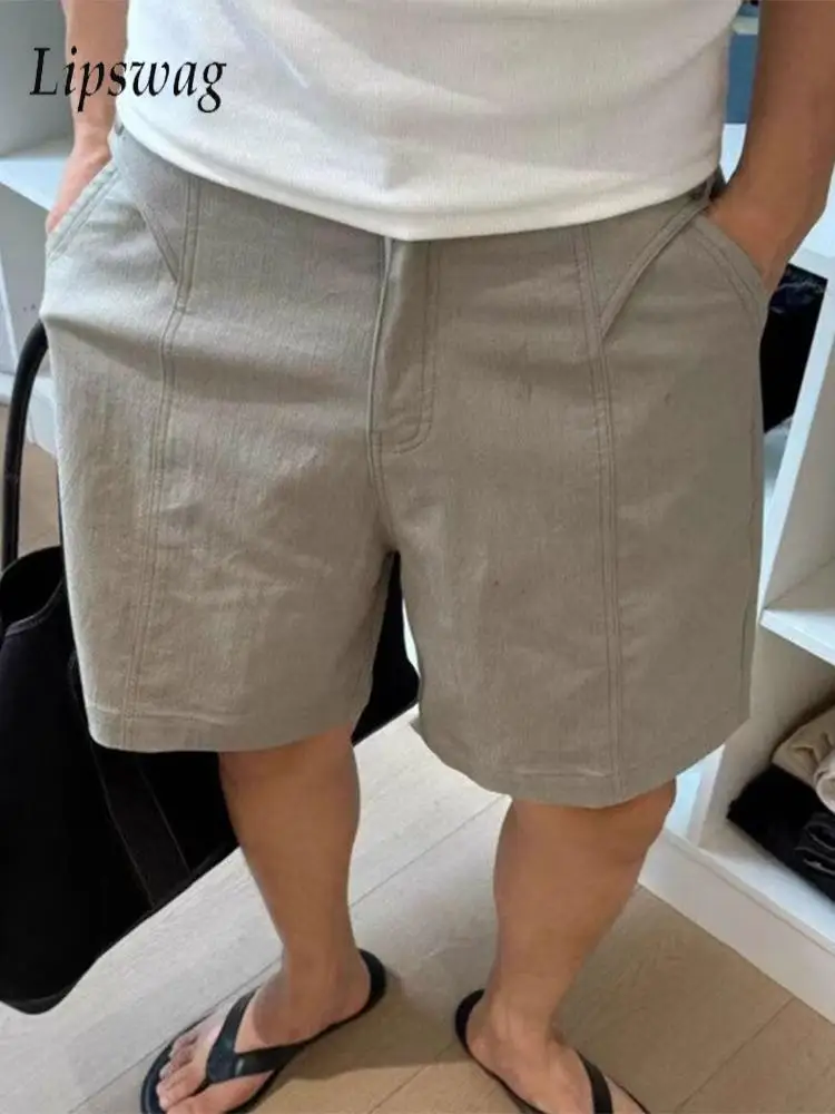 

Daily Leisure Breathable Linen Shorts Men 2026 Spring Summer Casual Solid Color Bottoms Mens Vintage Loose Straight Shorts