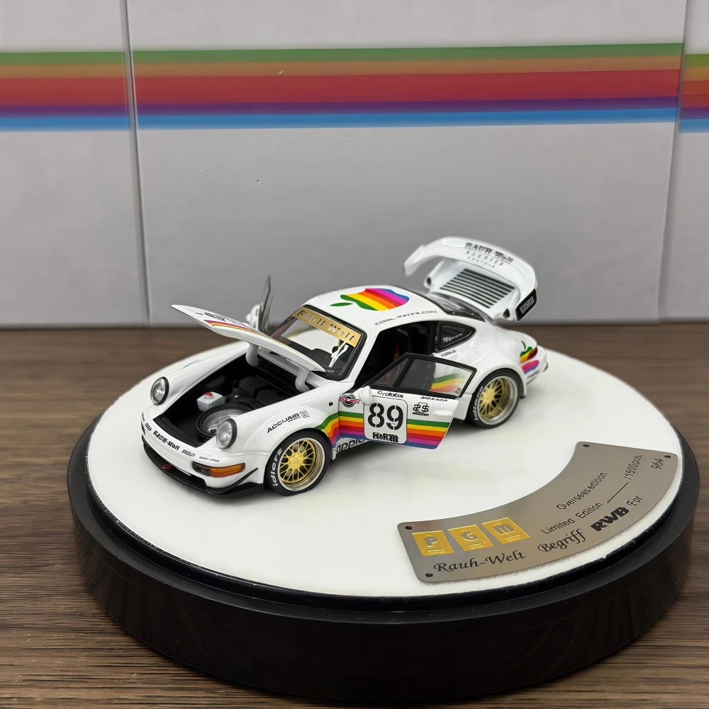 PGM 1:64 RWB964 White Appl 89# Full Open Diecast Model Car