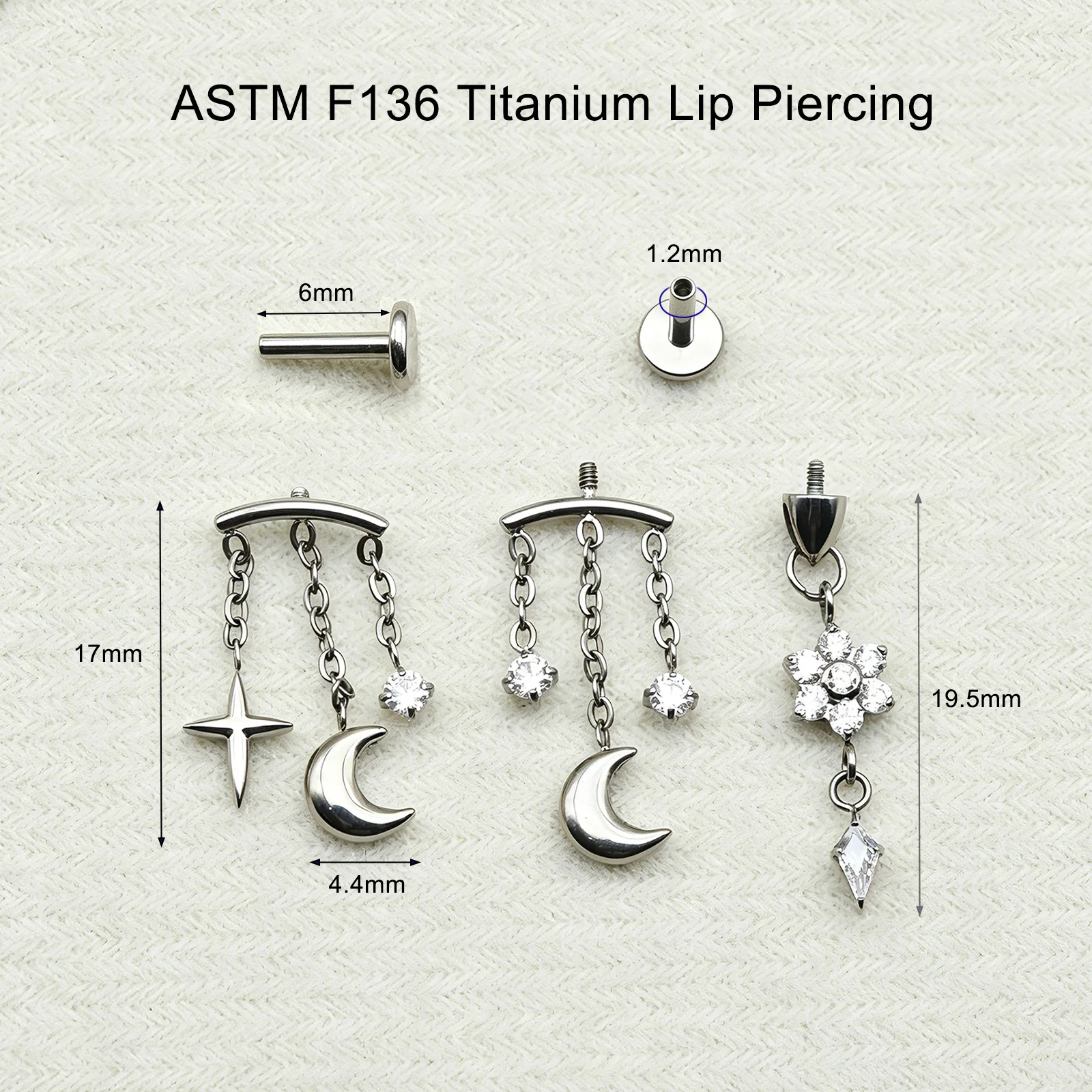 Starose 1Pc Unique ASTM F136 Titanium Piercing Jewelry with Cz Stud Vertical Helix Tassel Earrings Dangle Earlobe Piercing Women