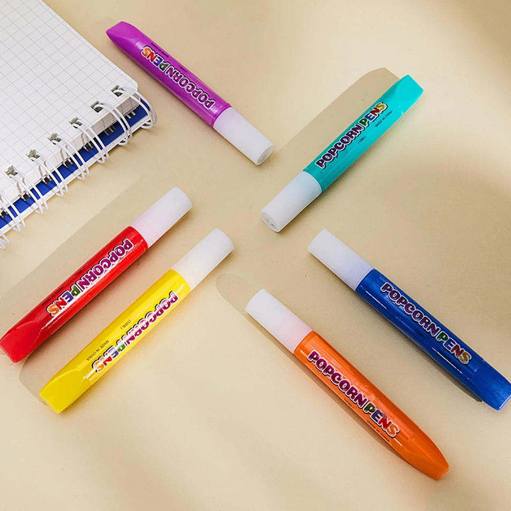 6 قطعة/صندوق لتقوم بها بنفسك فرشاة فقاعة الفشار ثلاثية الأبعاد تأثير نفخة سحرية للأطفال فرشاة تزيين من الورق المقوى ثلاثية الأبعاد