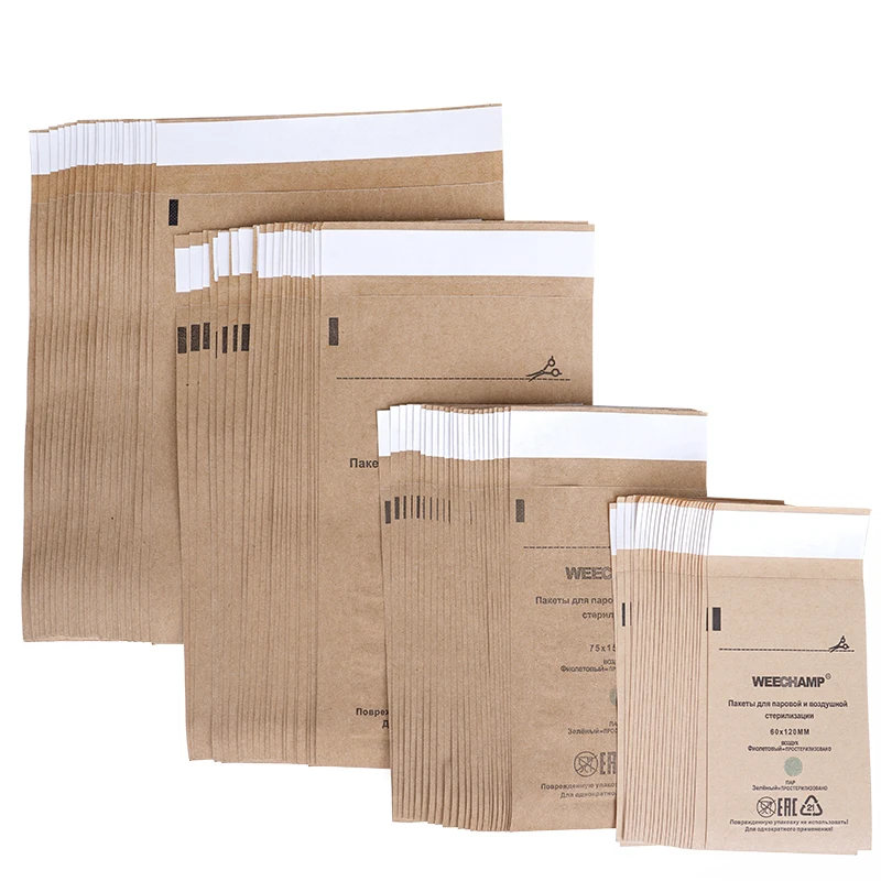 

10 шт., самозапечатывающийся чистящий мешок из крафт-бумаги, высокотемпературная дезинфекция для стоматологических инструментов и изделий для ногтей