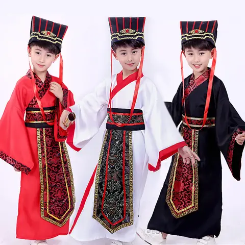 아기 드레스 수행 Hanfu 소년 코스프레 어린이 의상 중국어 번체 의류 Vestido 무대 복장 긴 어린이 당나라 드레스
